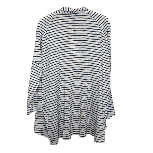 Bobeau Cardigan Womens Medium Blue White Striped Open Front Lightweight Sweater - Picture 6 of 8